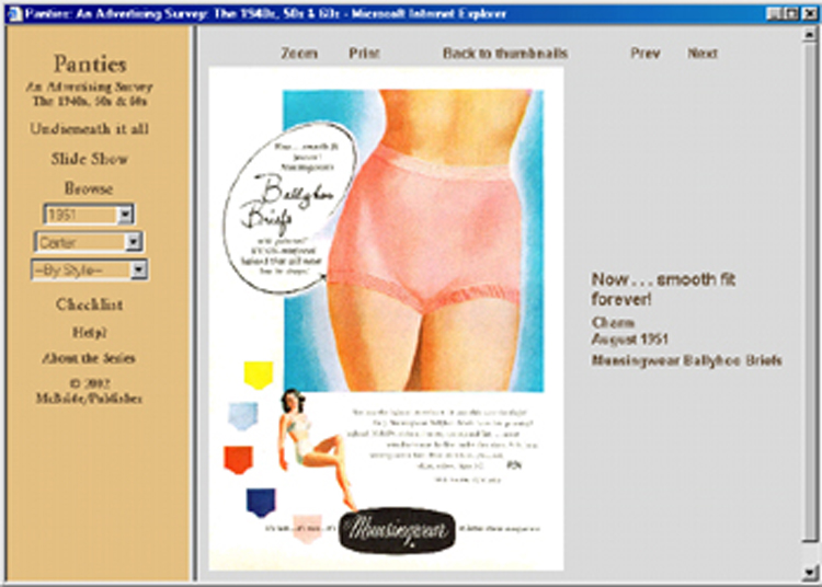 Panties ad CD-ROM: 100 different ads 1940s 1950s 1960s knickers panty  underpants