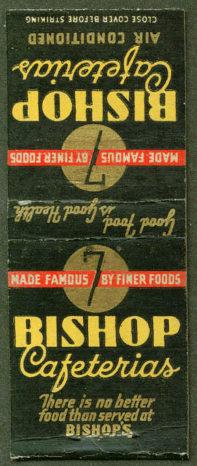 Bishop Cafeteria Illinois And Iowa Chain Matchcover