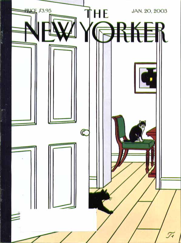 New Yorker Cover Floc?h Cats Prowl Rugless Empty Flat 1 20 2003