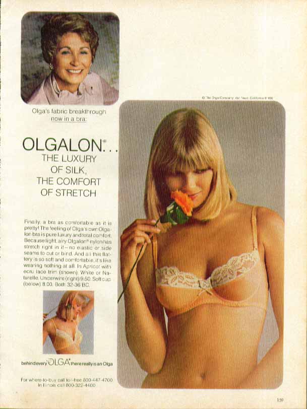 Olgalon the luxury of silk the comfort of stretch Olga bra ad 1979