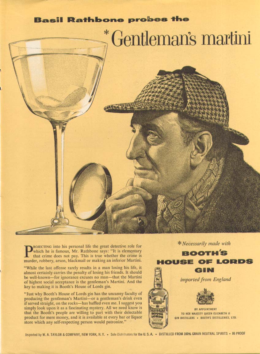 Basil Rathbone for Booth s House of Lords Gin ad yellow