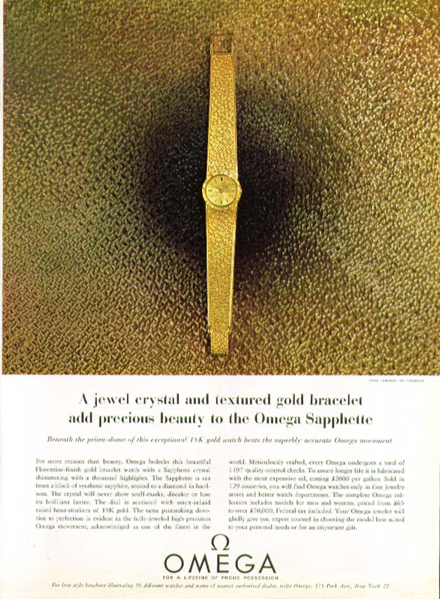 Jewel crystal Omega Sapphette Watch ad 1963