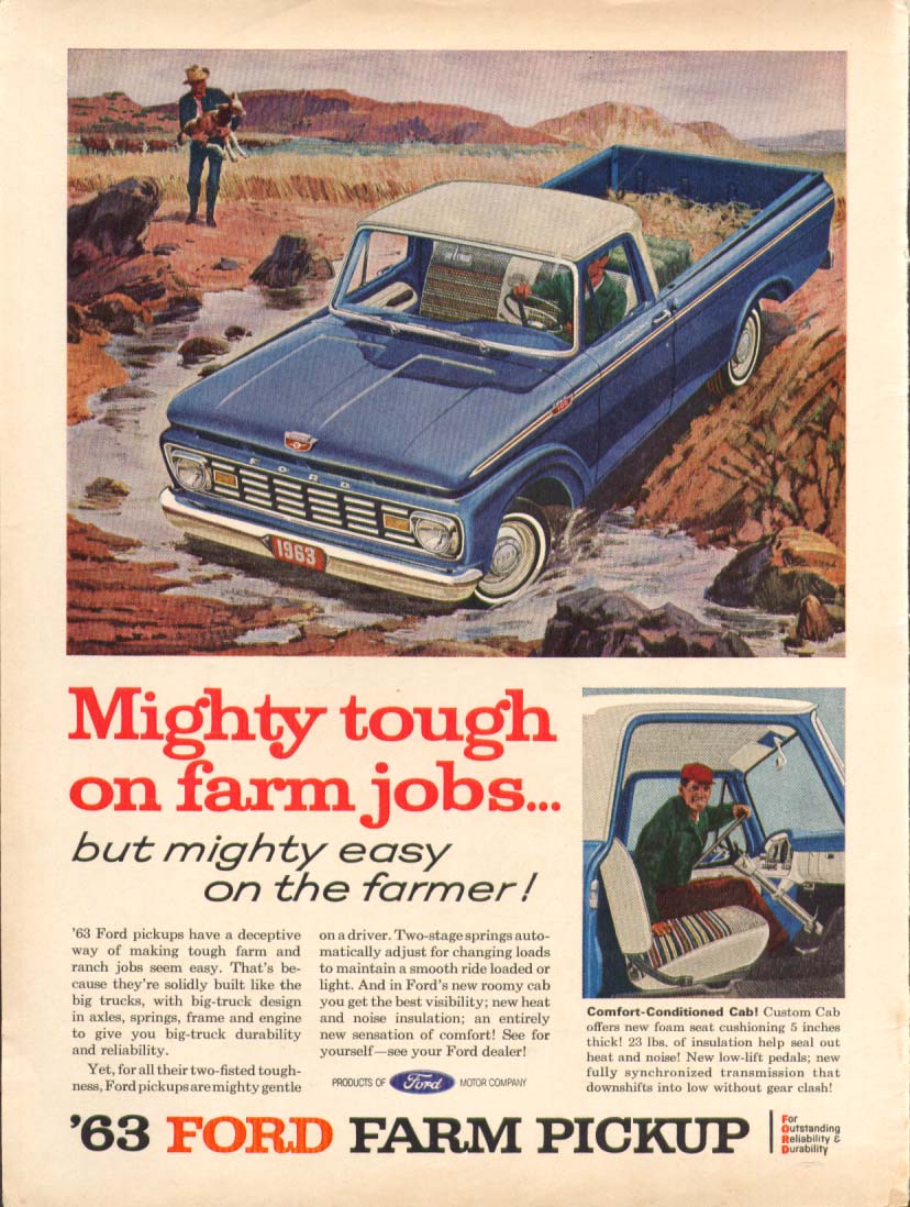 Ford Farm pickup truck mighty tough farm jobs ad 1963