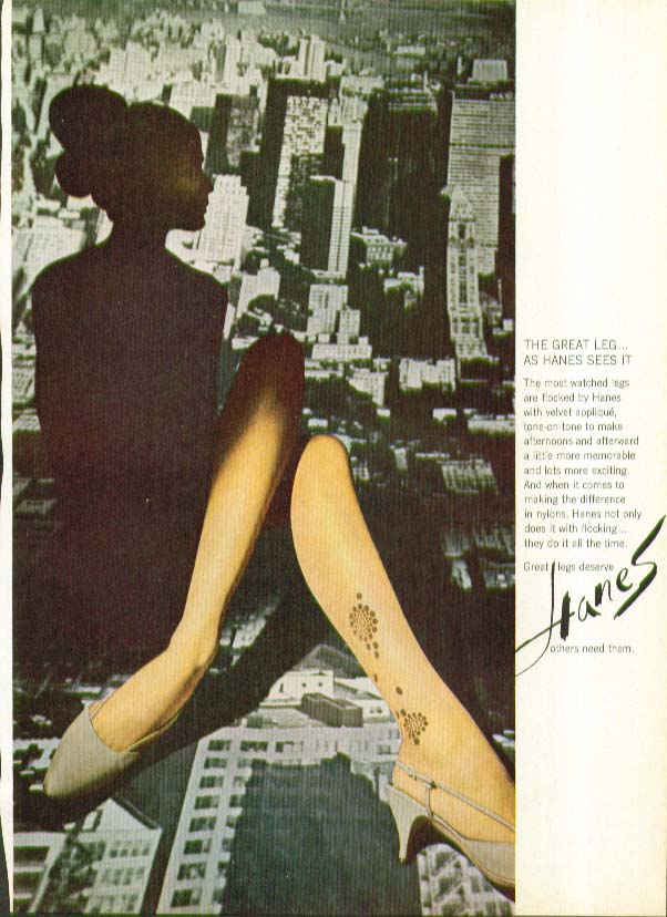 1966 print ad page - Hanes pantyhose sexy girl Great Legs Deserve  advertising