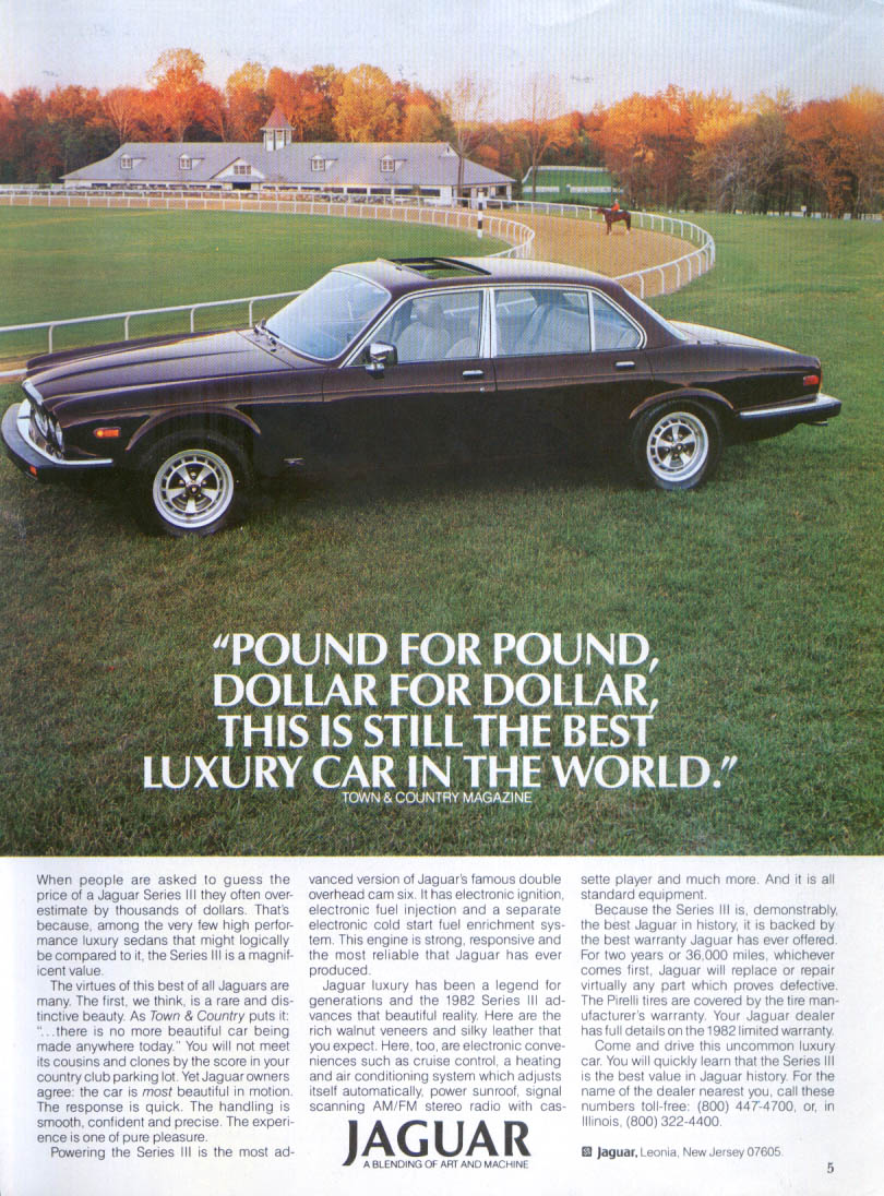 Jaguar Series III Sedan Best Luxury Car ad 1988