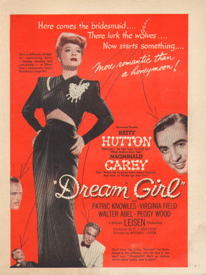 Betty Hutton Macdonald Carey In Dream Girl Magazine Ad 1948