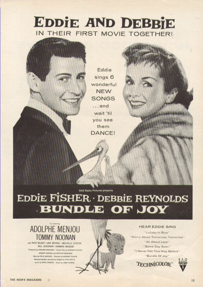 Eddie Fisher Debbie Reynolds Bundle of Joy MAGAZINE ad 1957