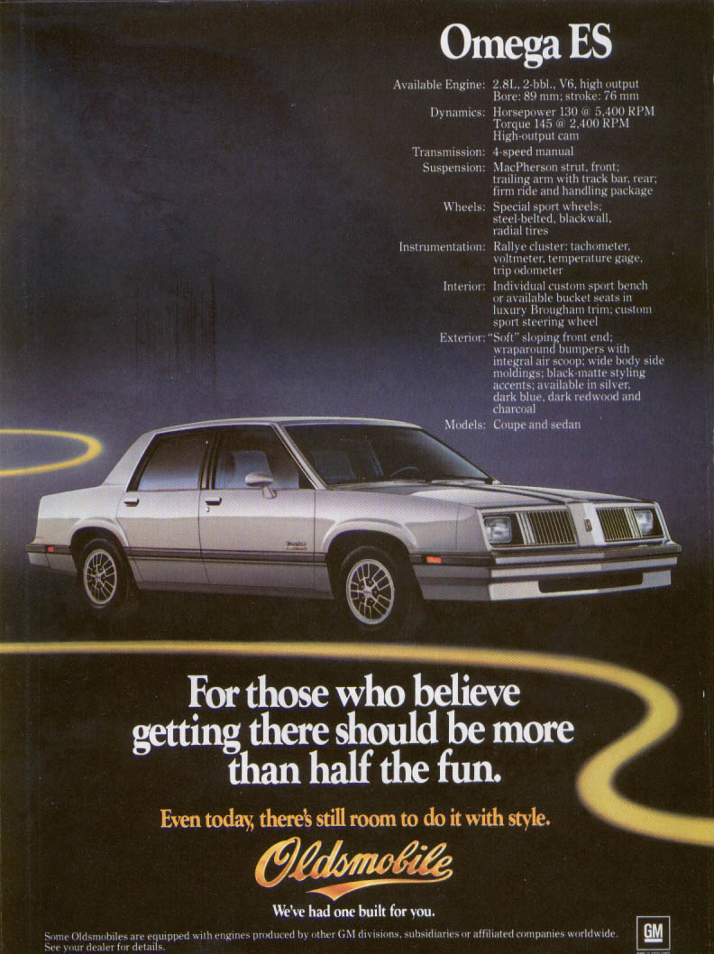 Oldsmobile Omega ES ad 1982