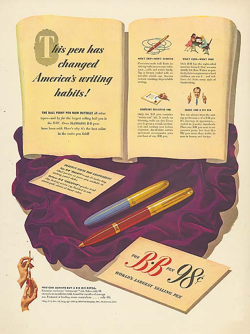 Changed America's Writing Habits B-B Pen 98c Ad 1949