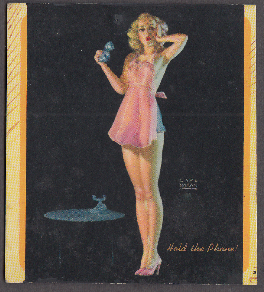 Hold The Phone Earl Moran Pin Up Miniature Blotter S Pink Shorty Nightie