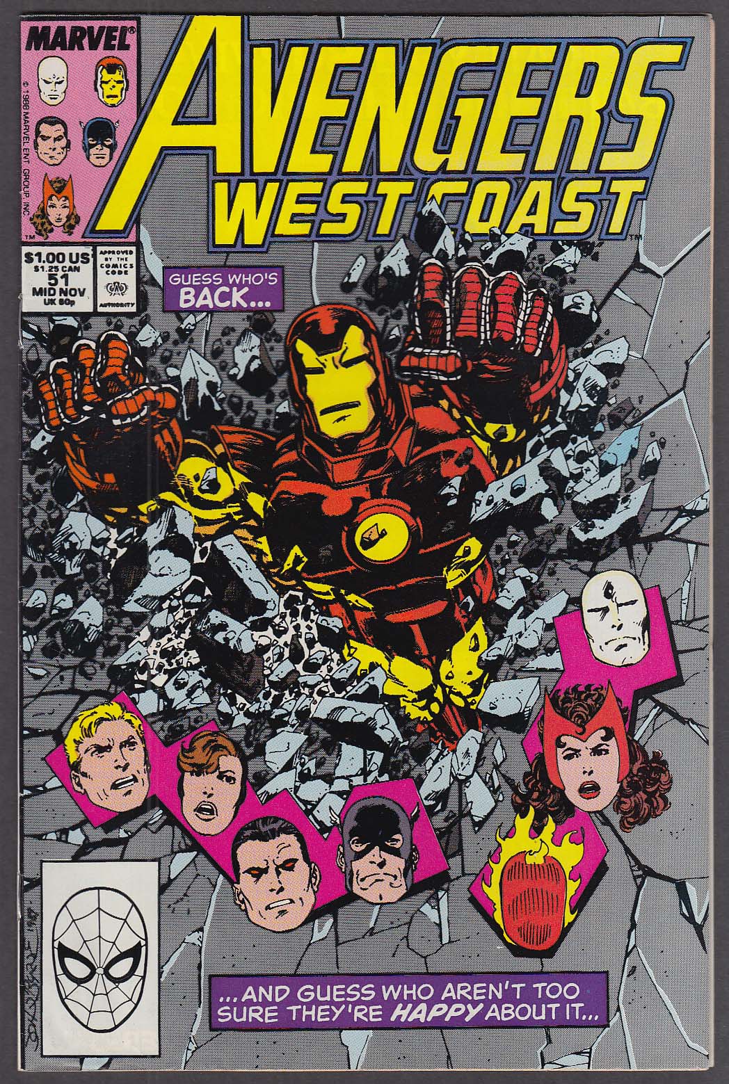 AVENGERS WEST COAST #51 Marvel comic book 11 1989
