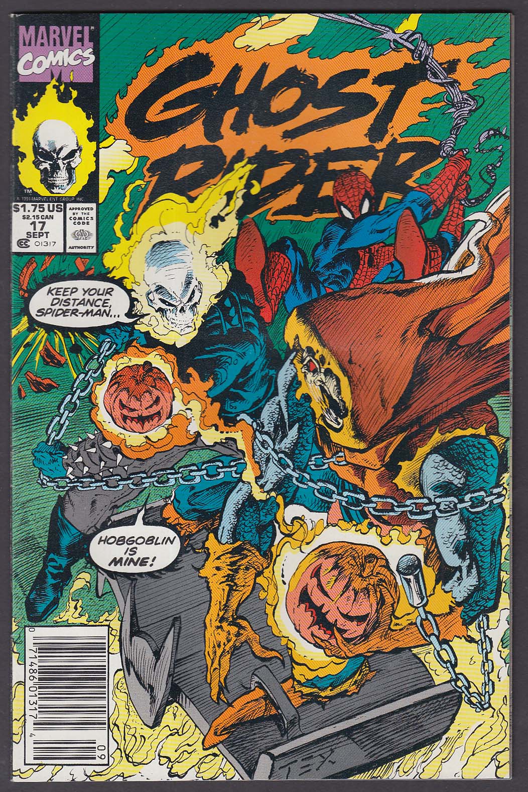 GHOST RIDER 17 Marvel comic book 9 1991
