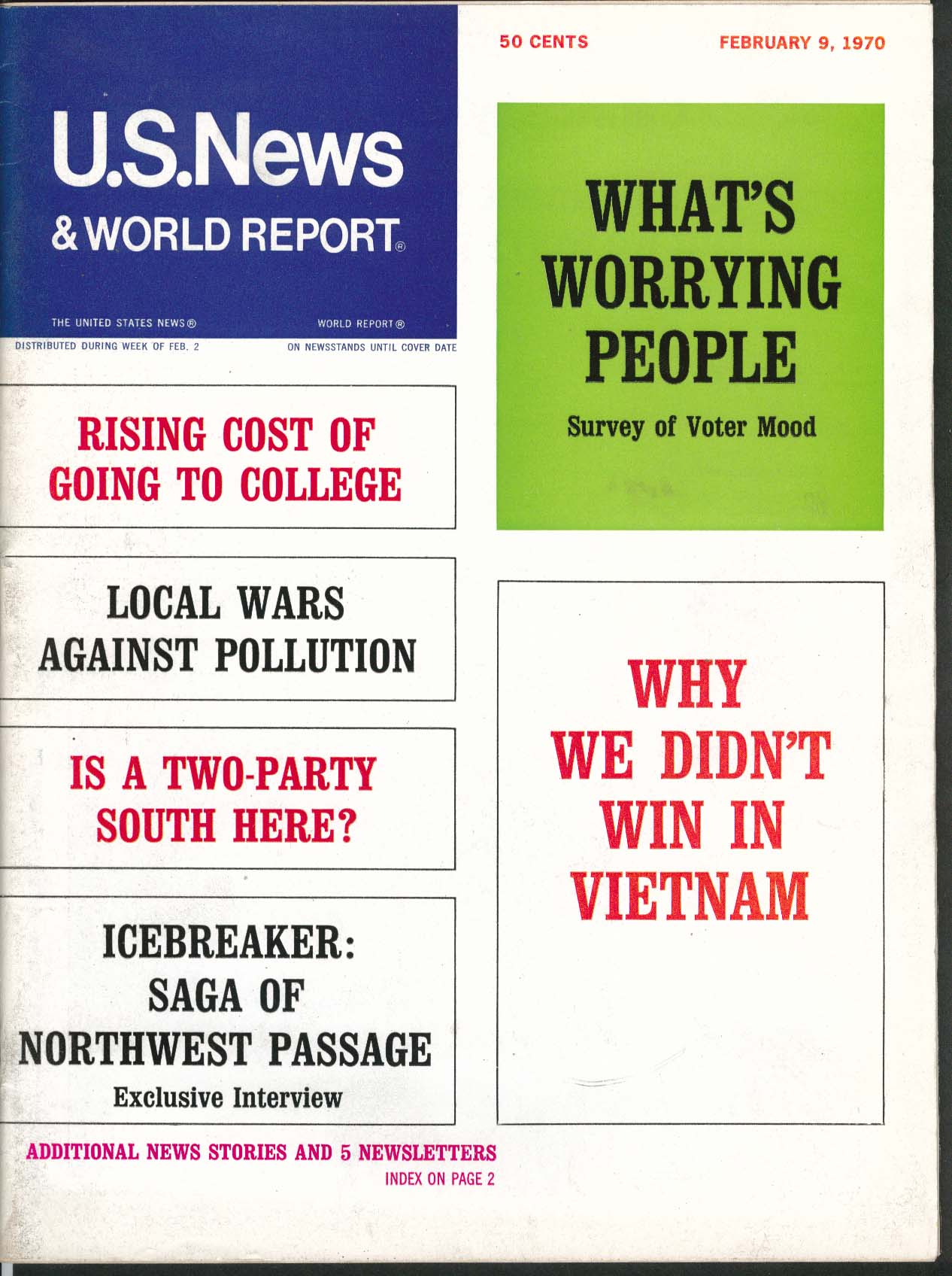 US NEWS & WORLD REPORT College Costs Pollution 2/9 1970