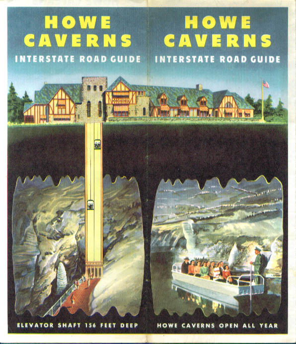 Howe Caverns NY Interstate Road Map & Guide folder 1952