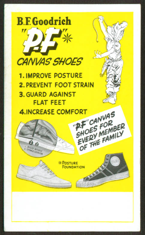 B F Goodrich P-F Canvas Shoes Ad Blotter 1950s