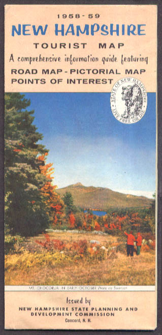 State Of New Hampshire Official Tourist Road Map 1958 1959 7389