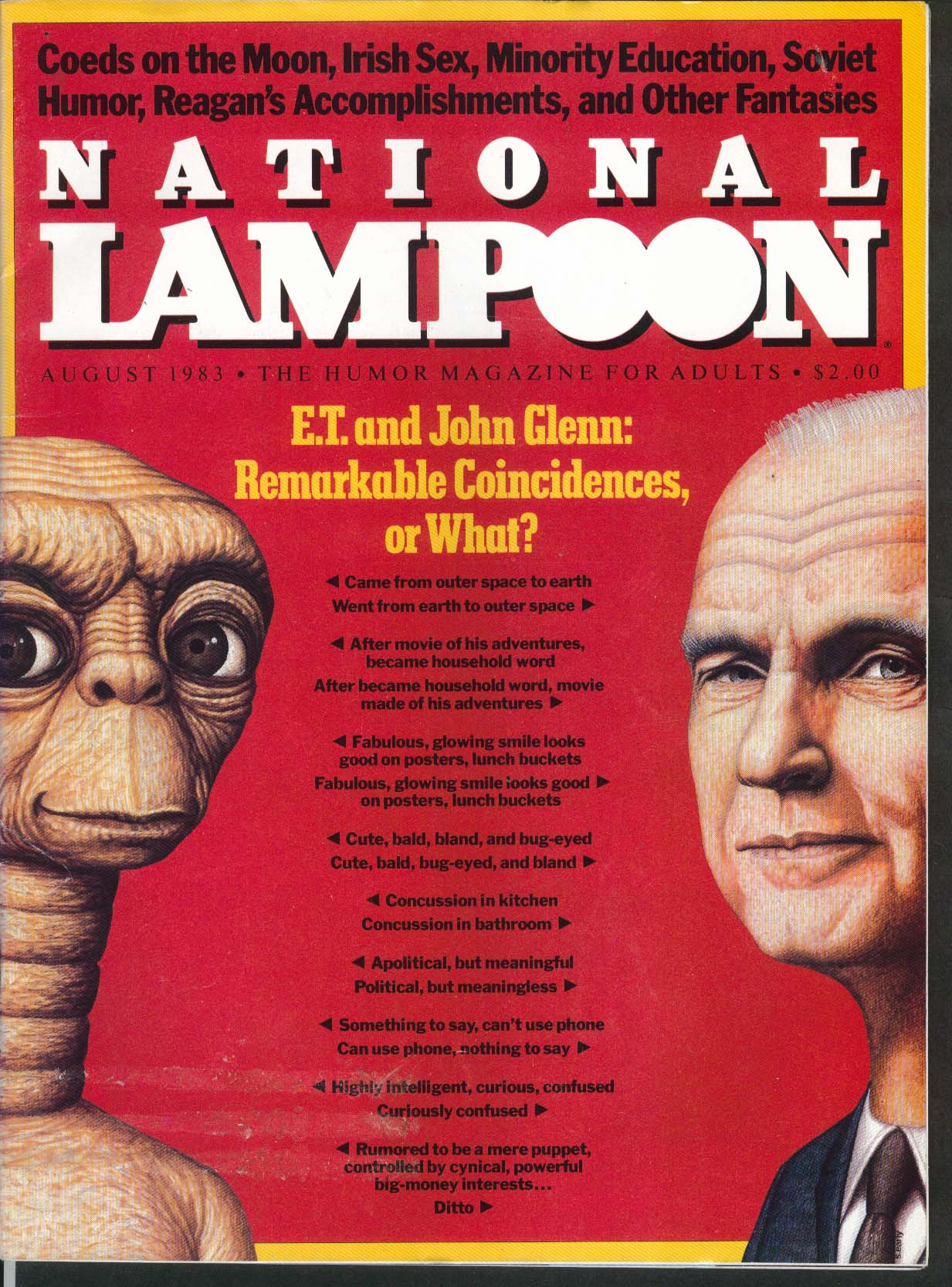 NATIONAL LAMPOON John Glenn & ET; Ronald Reagan; Kevin Nowlan 8 1983