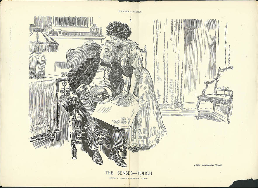 James Montgomery Flagg Harper's illustration: The Senses - Touch ca 1905