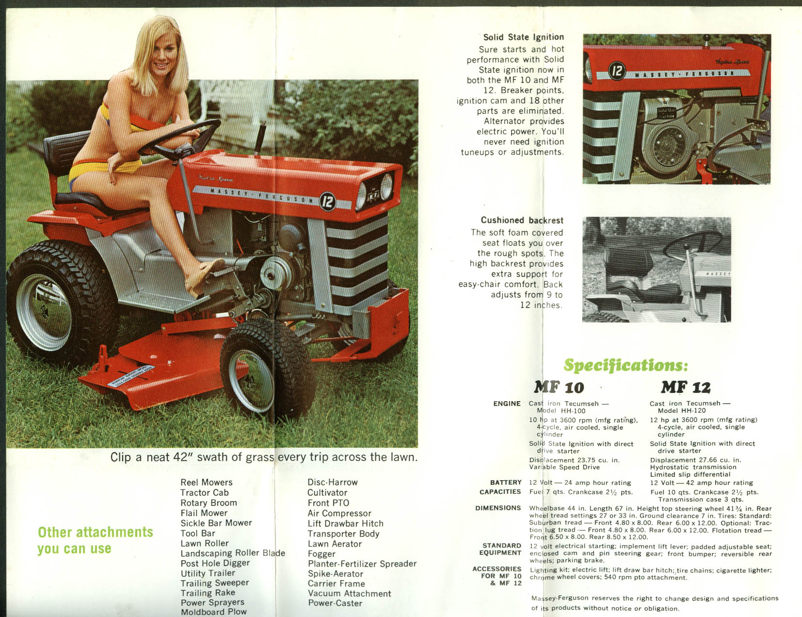 Massey Ferguson Mf 10 Mf 12 Lawn And Garden Tractors Folder 1968 Ebay 3267