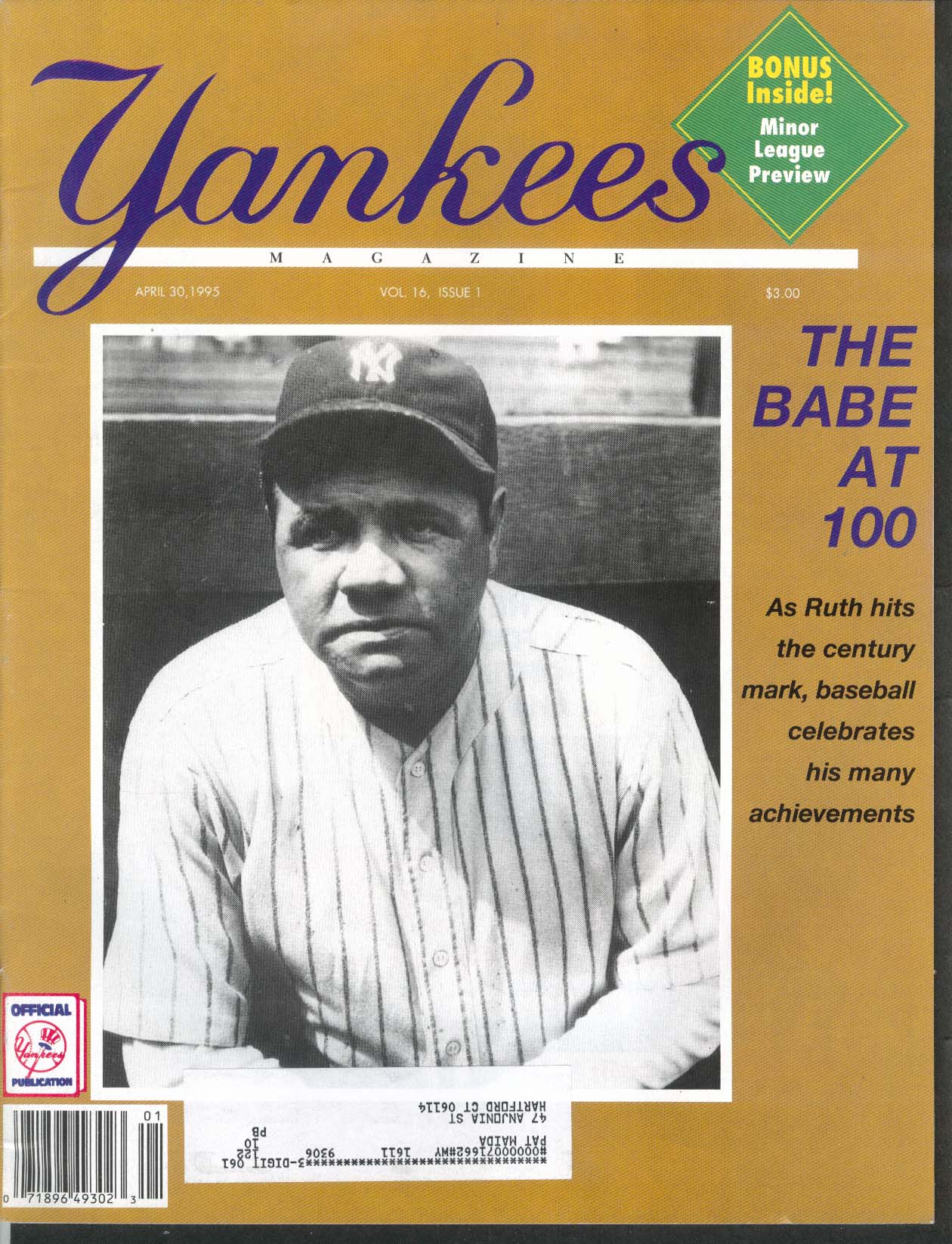 Yankees Babe Ruth Benny Oliver Bengough Derek Jeter 430 1995 7472