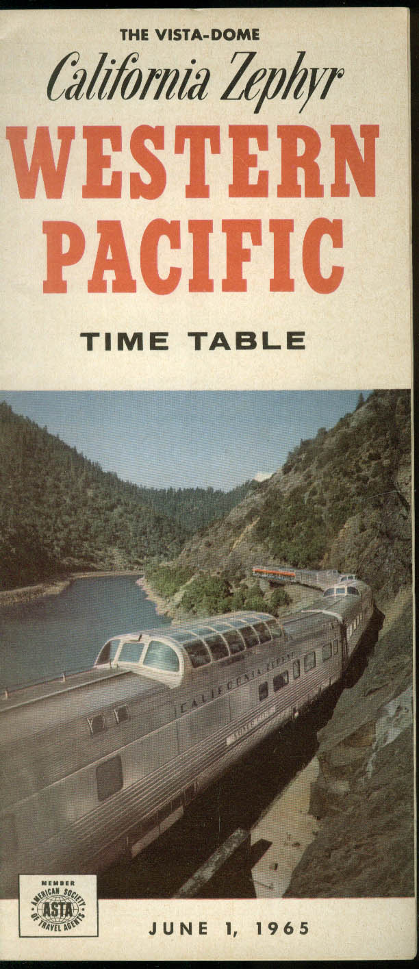 Western Pacific California Zephyr Vista-Dome Time Table 6/1 1965