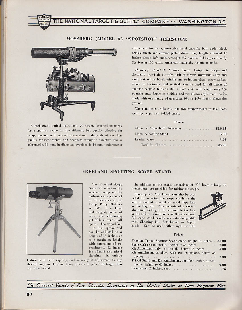 National Target & Supply Handbook & Catalog 1937 guns bicycle optics