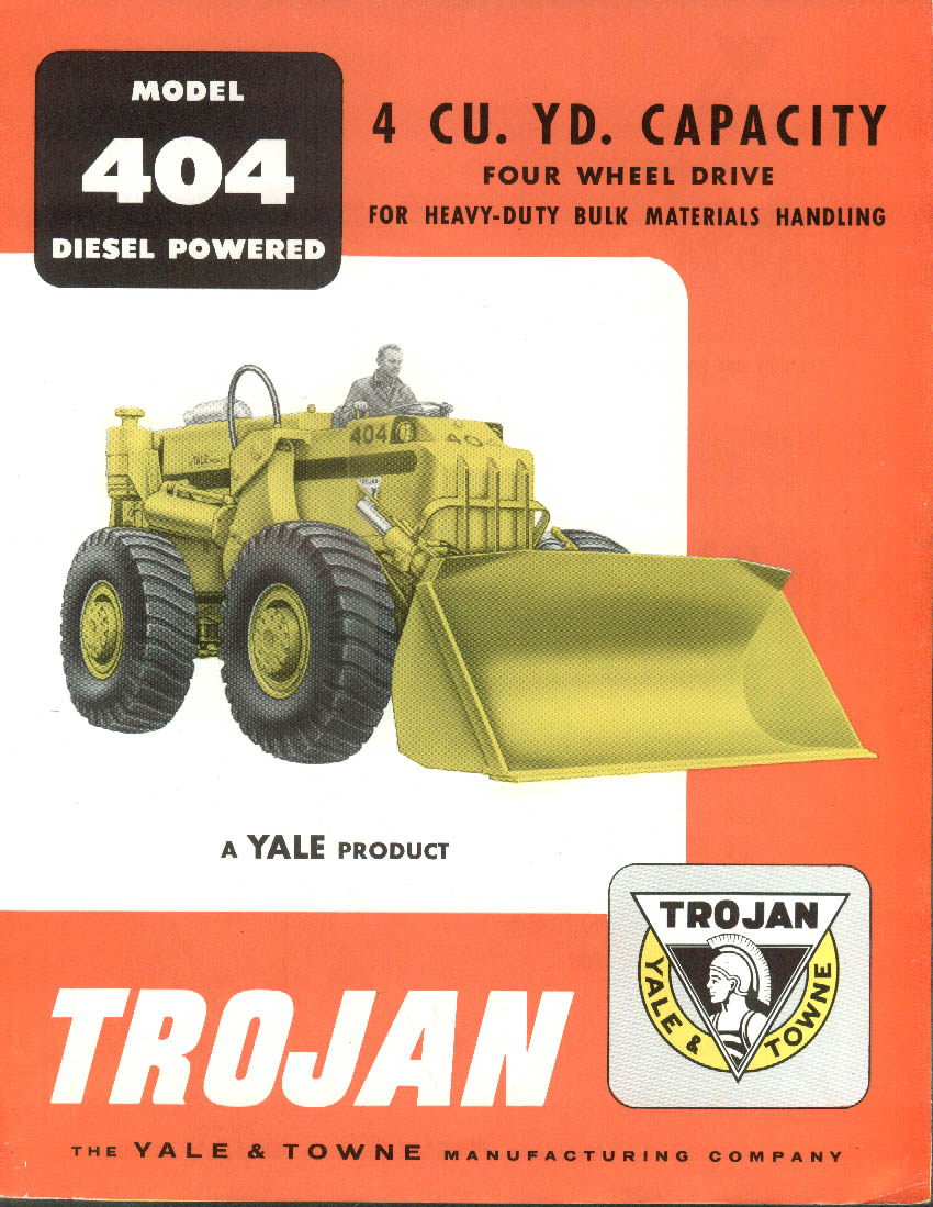 Yale & Towne Trojan Model 404 4WD 4 Cu/yd Loader sales folder 1958