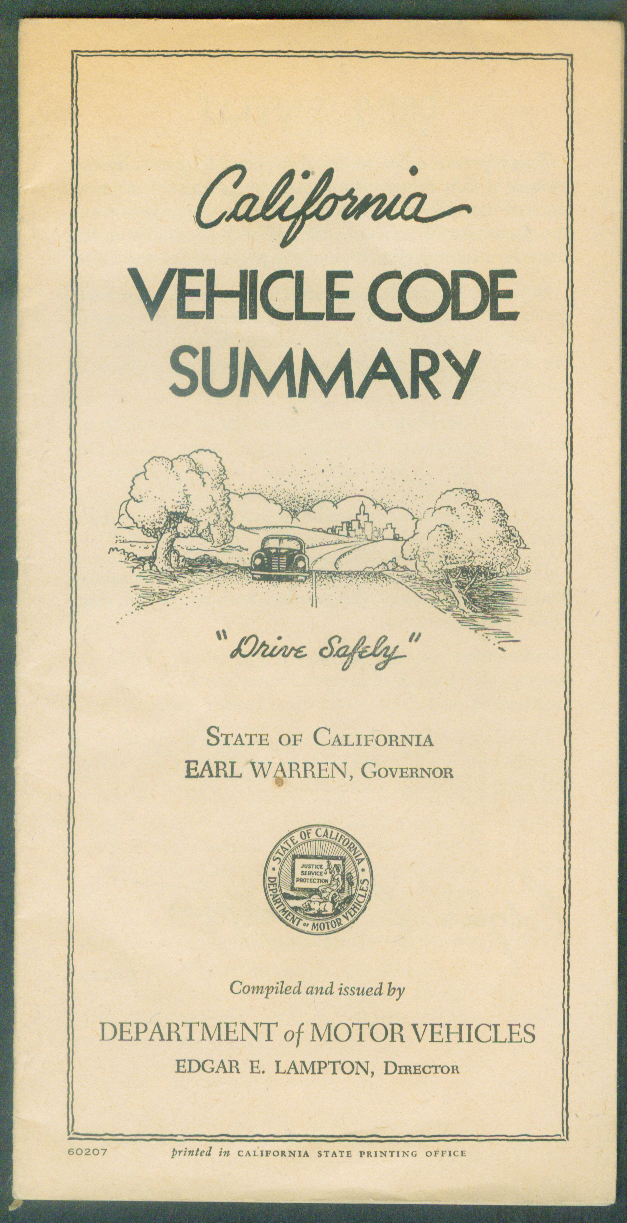 California Vehicle Code Summary booklet 7 1946 edition