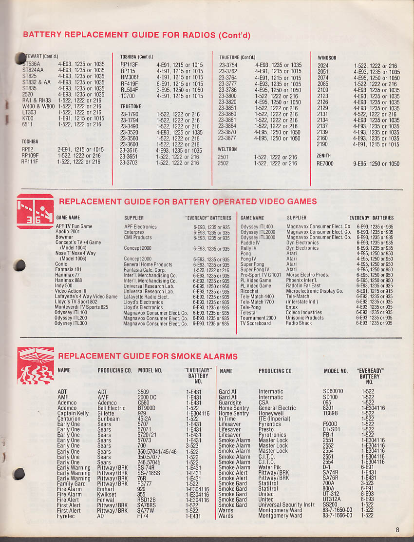 Eveready Complete Line Battery Catalog And Reference Guide 1977