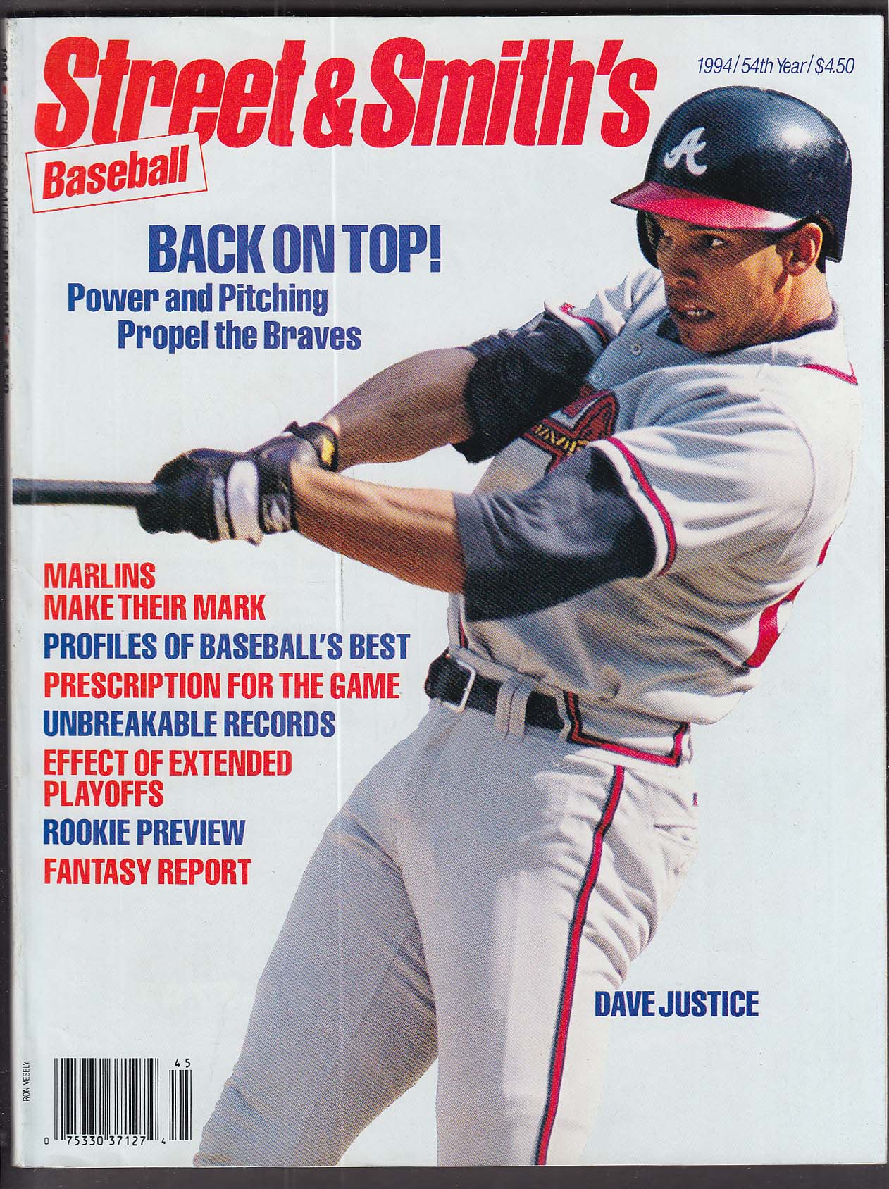 STREET & SMITH'S Baseball 1994 Dave Justice Barry Bonds Manny Ramirez