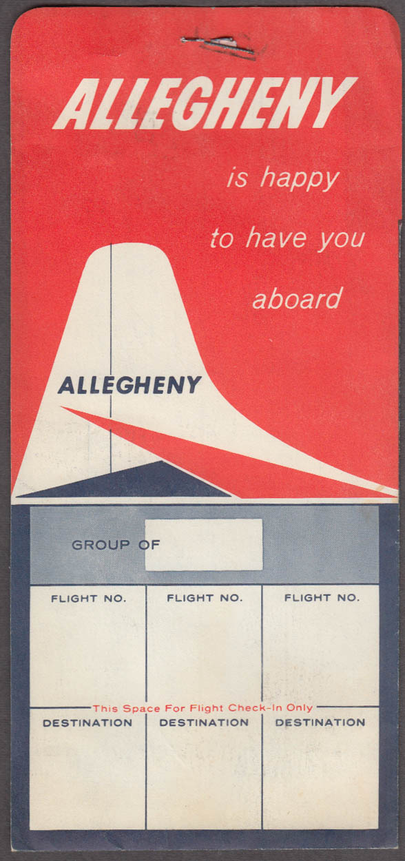 Allegheny Airlines airline ticket & wrapper HartfordDCStaunton