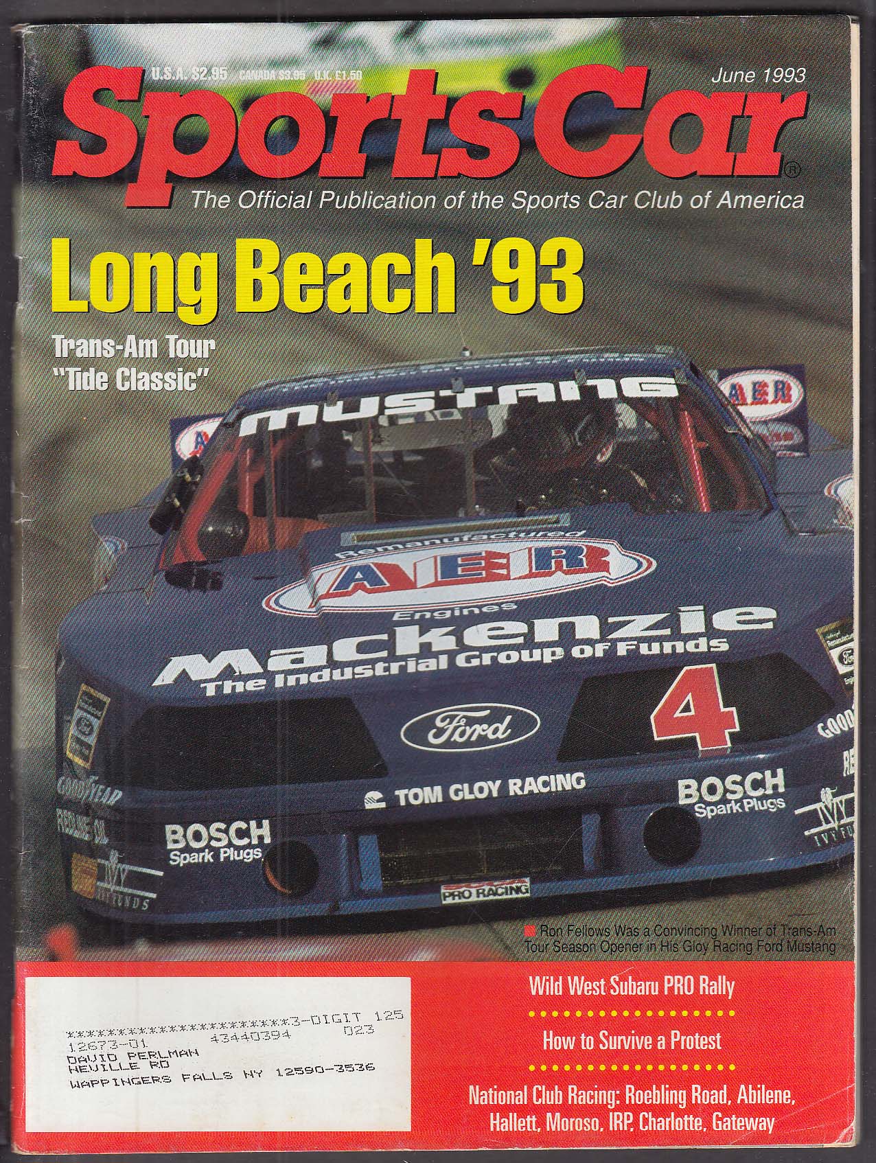 Scca Sports Car Long Beach Trans-am Tour Tide Classic Ron Fellows ++ 6 1993