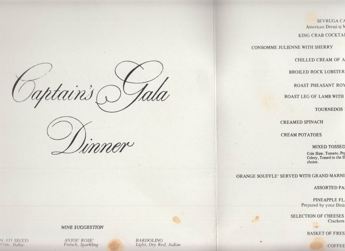 sun princess dining room menu