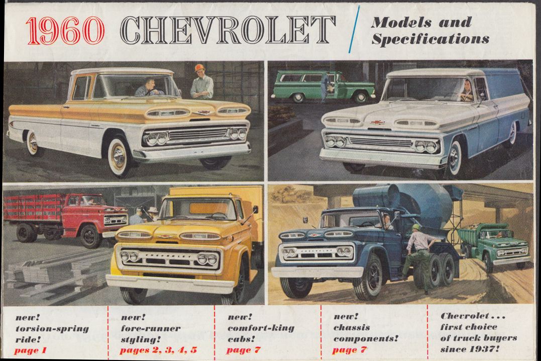 1960 Chevrolet Truck Models And Specifications Catalog Mailer W Ranchero