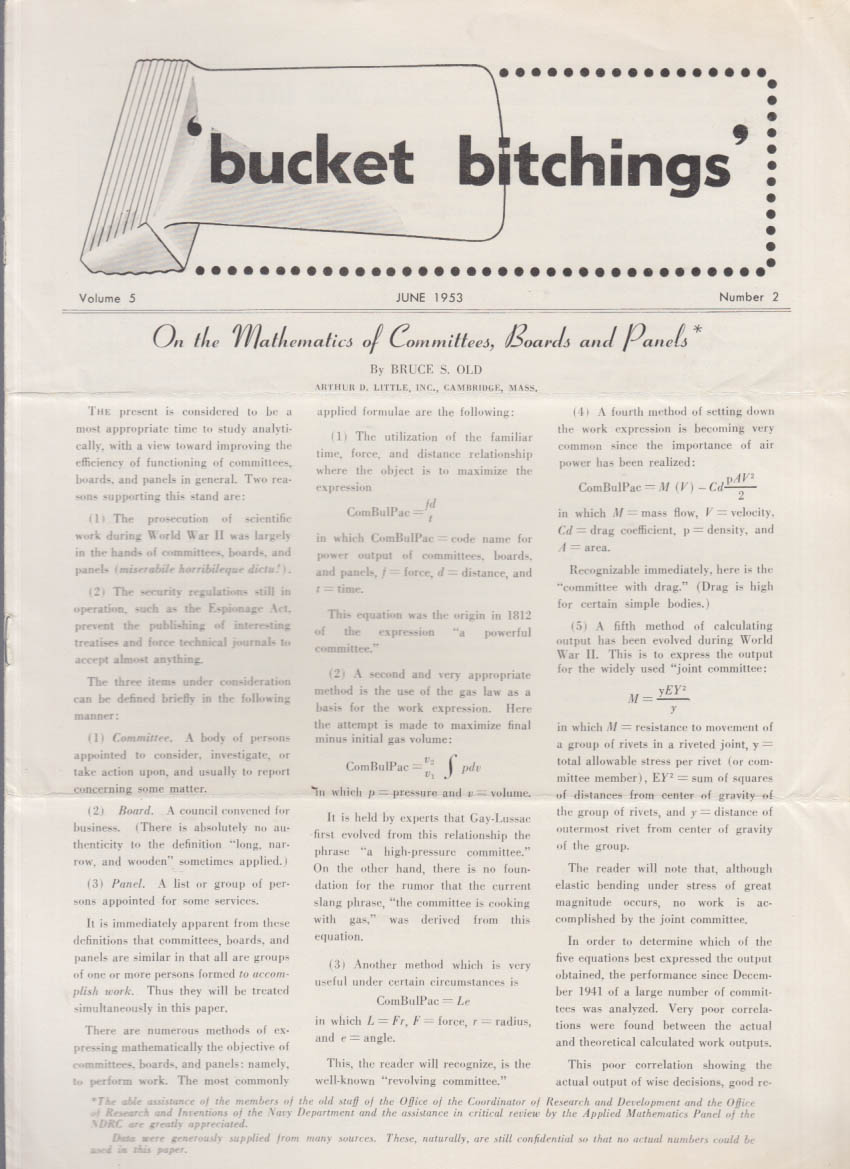 Austenal Microcast BUCKET BITCHINGS news naughty cartoons jokes 6 1953