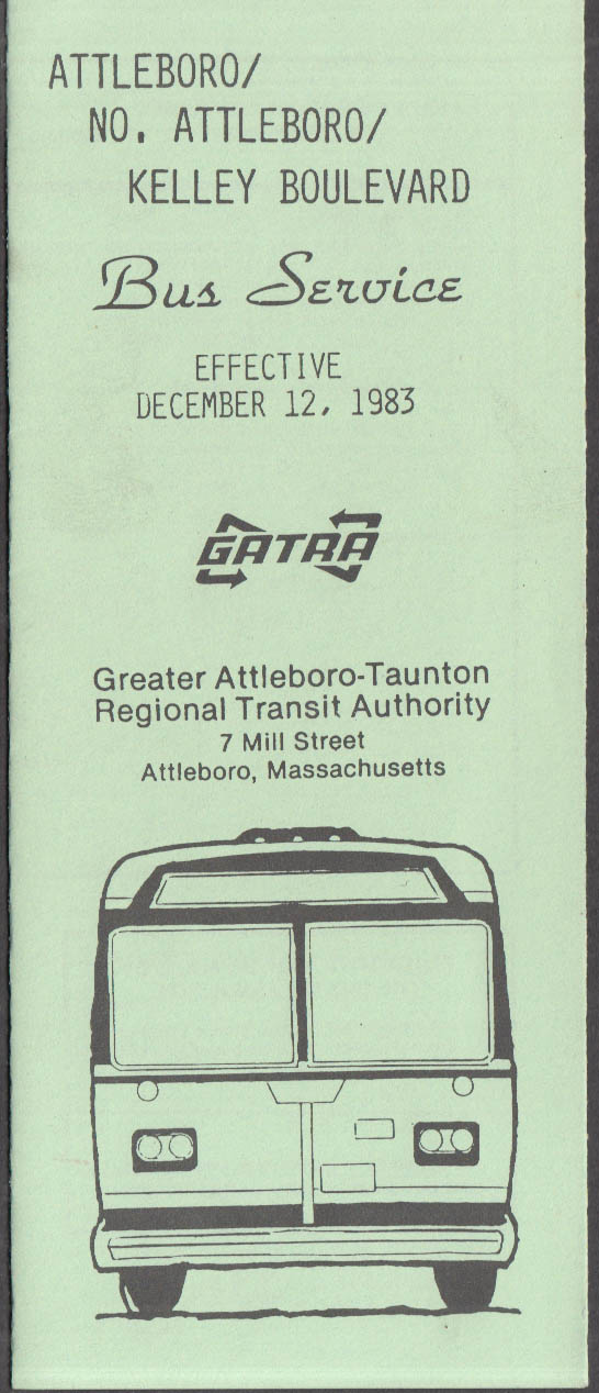 GATRA Greater Attleboro-Taunton Regional Transit bus schedule 12/12