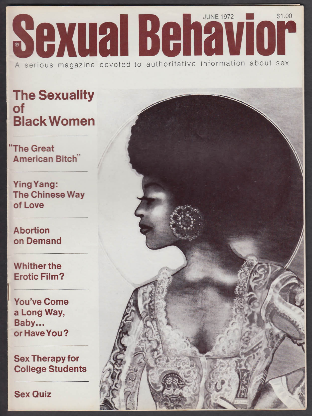 SEXUAL BEHAVIOR Sexuality of Black Women; Abortion; Chinese Love + 6 1972