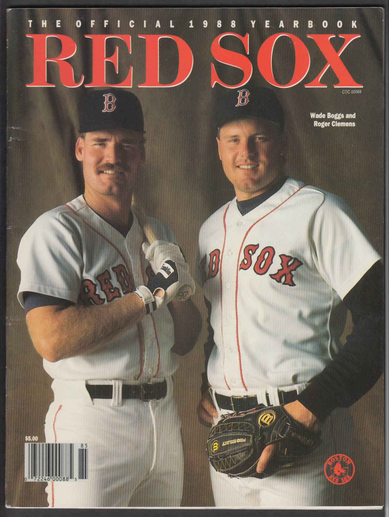 The Official 1988 Boston Red Sox Yearbook Wade Boggs Roger Clemens