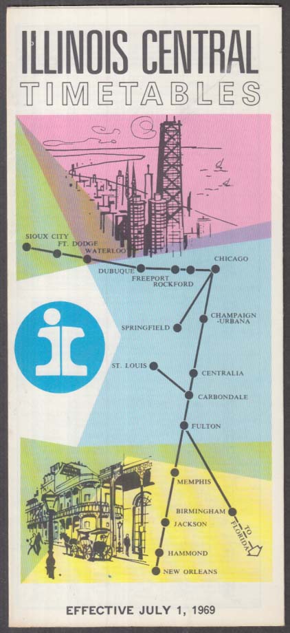 Illinois Central Railroad Timetables 71 1969