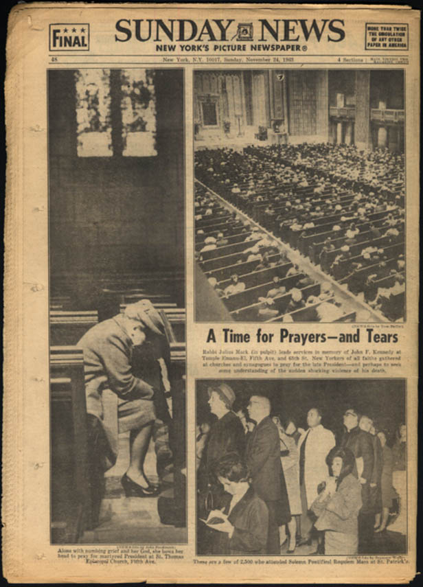 New York SUNDAY NEWS 11/24 1963 LBJ Leads Mourning of JFK