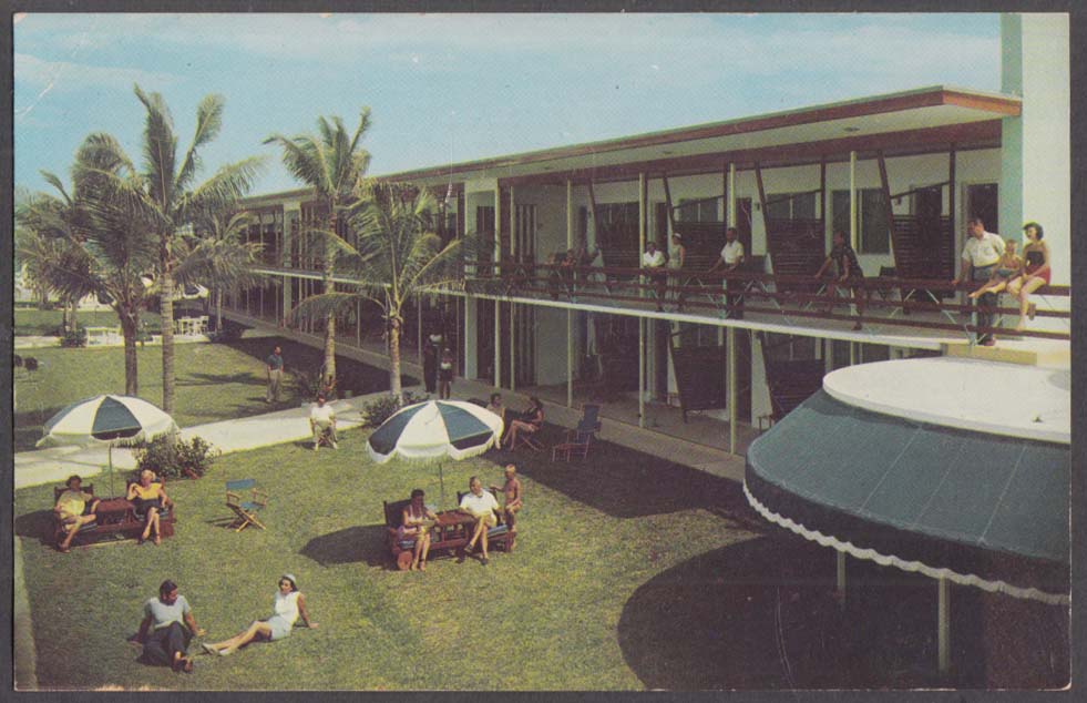 MIAMI BEACH FLORIDA BLUE WATERS HOTEL VINTAGE POSTCARD