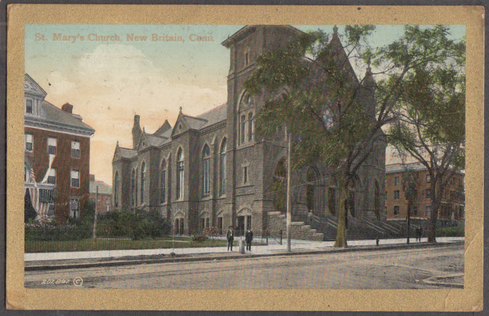 St Marys Church At New Britain Ct Postcard 1910