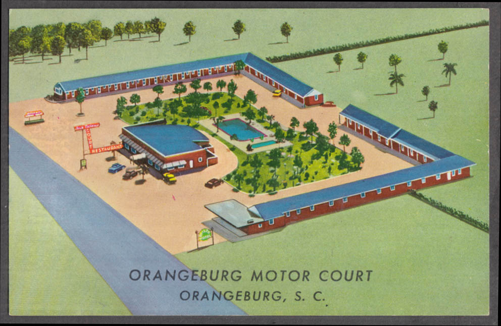 Orangeburg Motor Court at Orangeburg SC postcard 1950s