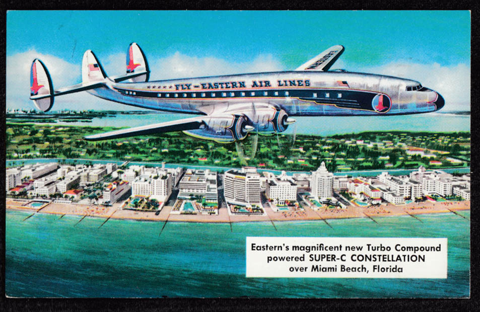 Eastern Air Lines Lockheed Super G Constellation Postcard 1957