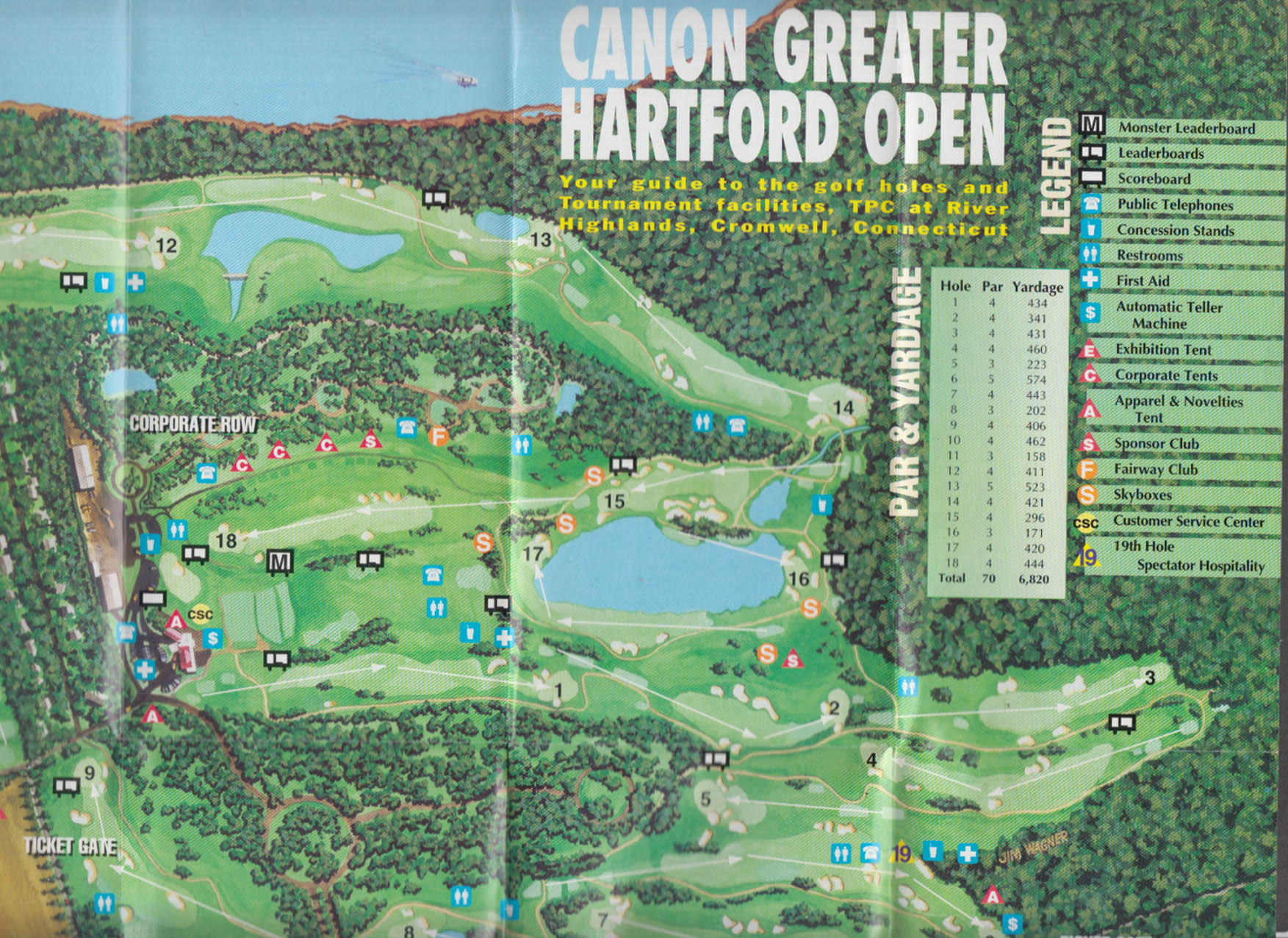 Canon Greater Hartford PGA Open Official Course Map & Guide 1996