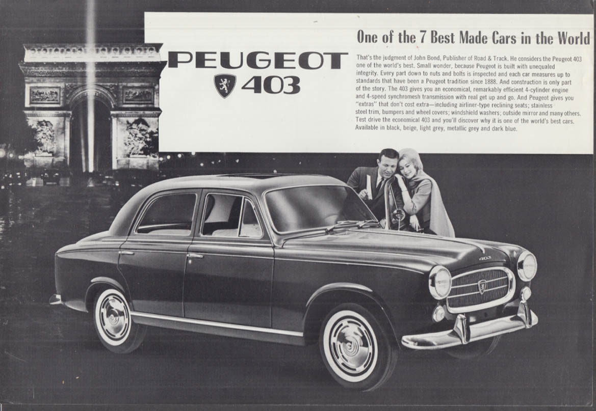 One of the 7 Best Made Cars in the World Peugeot 403 sell sheet ca 1960