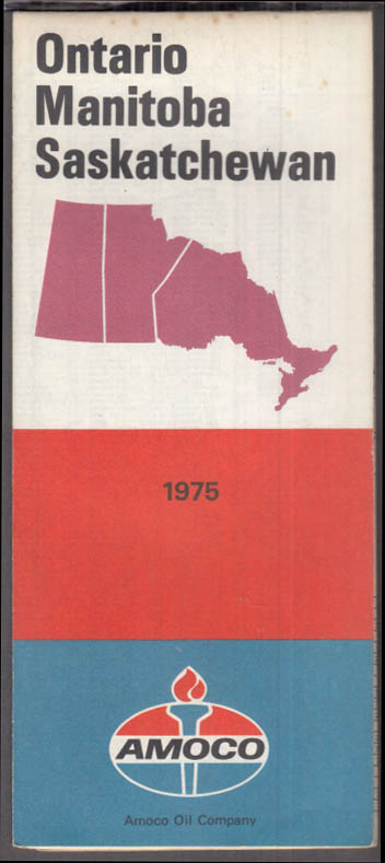 Amoco Gasoline Road Map Ontario Manitoba Saskatchewan 1975
