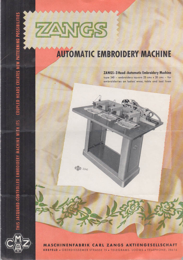 Zangs Automatic Embroidery Machine Sales Folder 1953