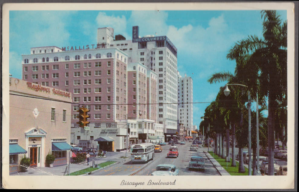 Mayflower Restaurant Mcallister Hotel Biscayne Blvd Miami Fl Postcard 1960