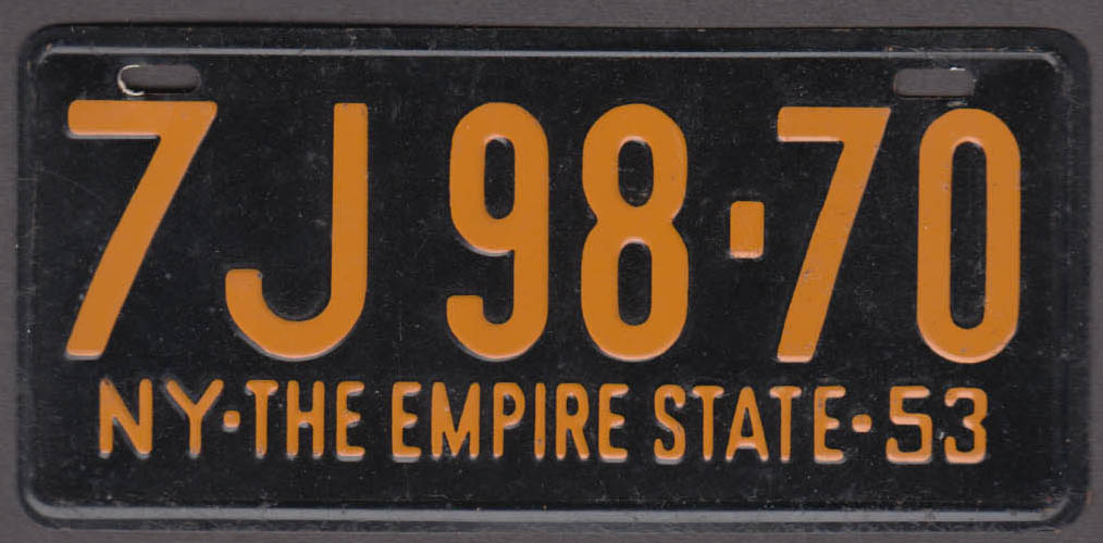 1953 New York 7j98 70 Wheaties Metal License Plate With Free Ad Reprint 